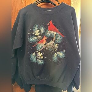 Vintage Cotton Grove Black Sweatshirt with Bird Design